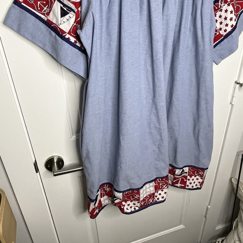 Vtg 70s Krist Gudnason Dress XL Nautical Anchor Patriotic US Flag Muumuu Kaftan - Picture 4 of 9
